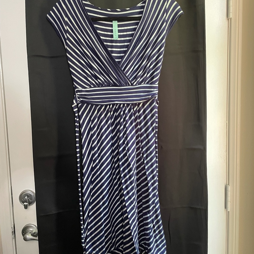 Gilli Nikky Striped Faux Wrap Jersey Dress